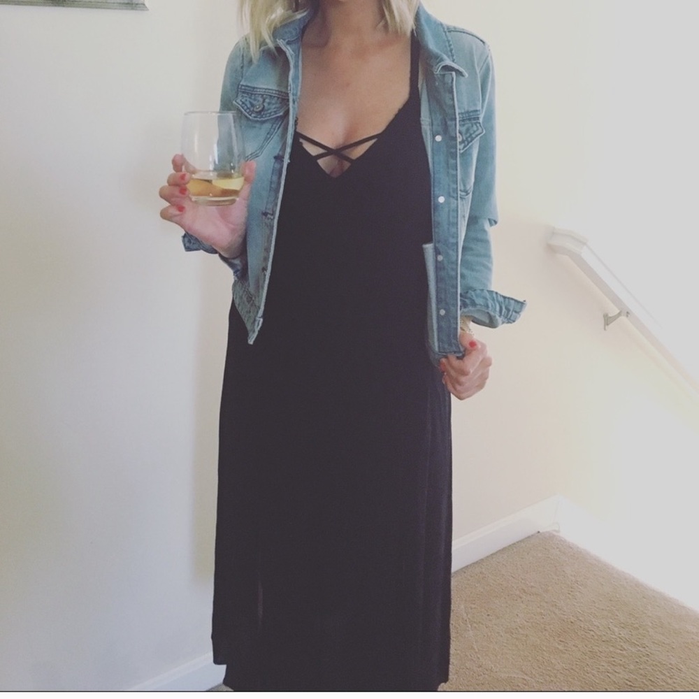 Lush Black Strappy Dress - Mid-length - size small